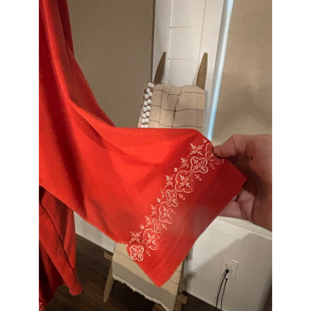 Women's Ultra Softs Burnt Orange & White Embroidered Open Front Cardigan 3X - Picture 3 of 4